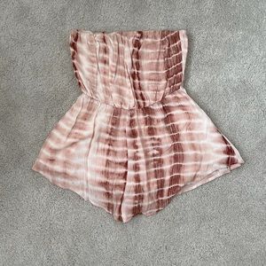 Brown/white tie dye romper